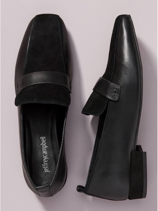 Jeffrey Campbell Black Leather & Suede Loafers